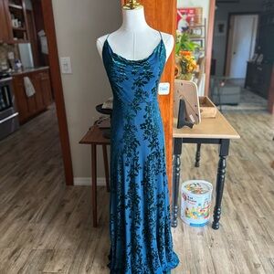 Altar'd State Blue and Teal Floral Maxi Dress